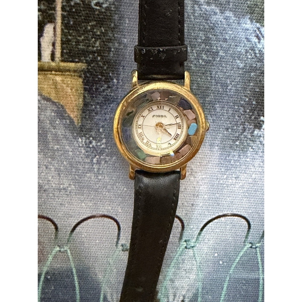 1994 Fossil Multi Color Stone Watch Pc-7330 Women's Watch Needs New Battery